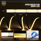 COB şerit LED 3000 K gün ışığı 5 m — görsel 2