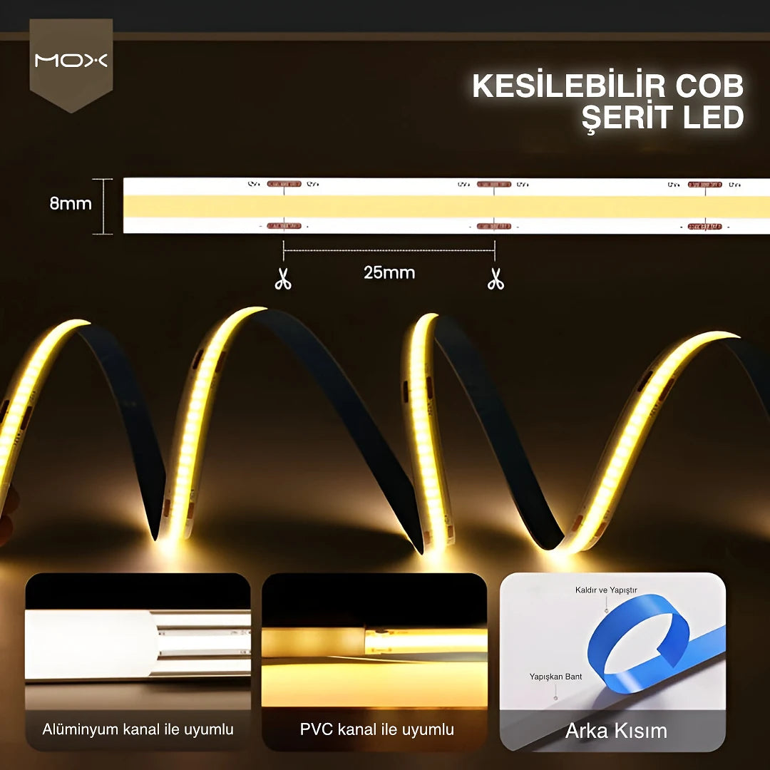 COB şerit LED 3000 K gün ışığı 5 m — görsel 2