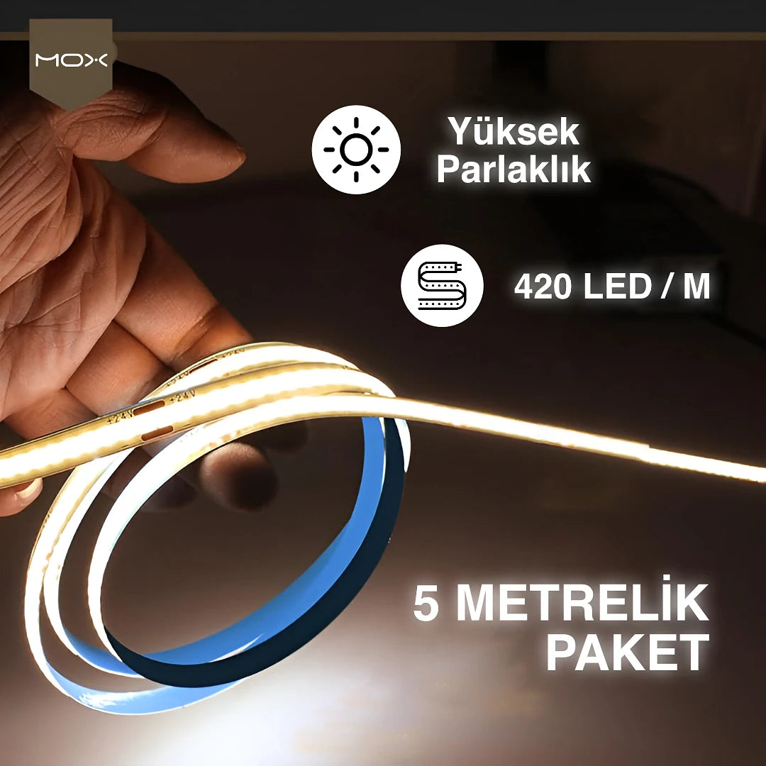 COB şerit LED 3000 K gün ışığı 5 m — görsel 3
